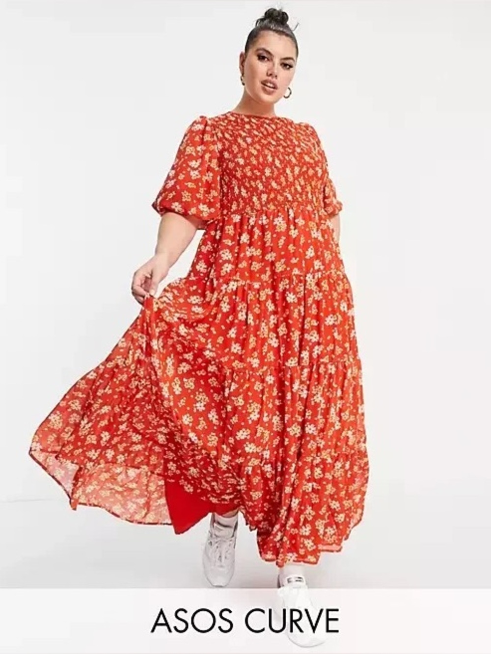 ASOS Plus Size Floral Smocked Tier Maxi Dress